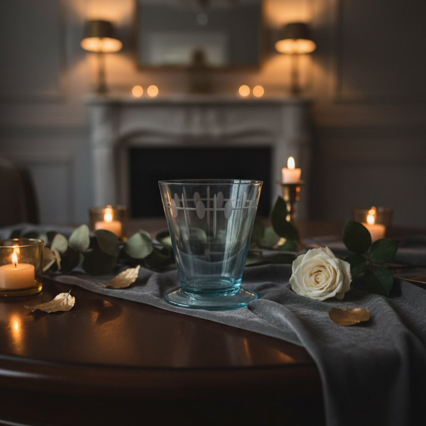 House Doctor Glas på Fod med Slibninger - Lyseblå House Doctor