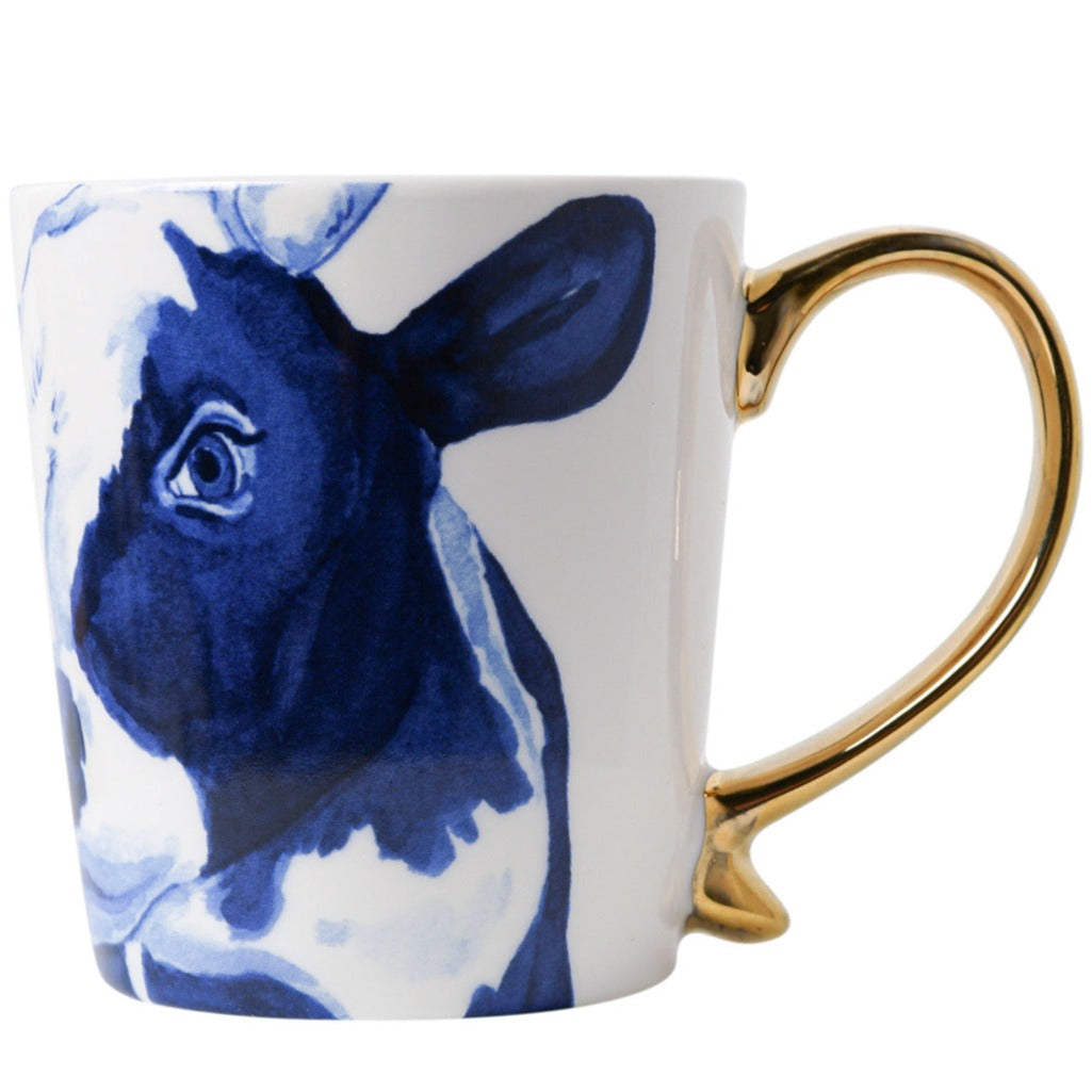 Krus med ko og guldhank Heinen Delfts Blauw