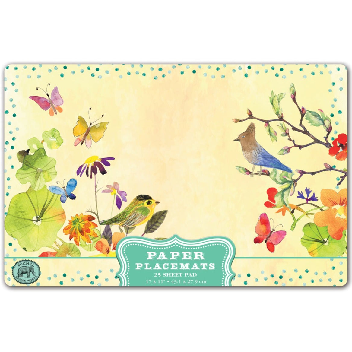 Dækkeservietter papirblok 25 stk Birds & Butterflies Michel design Works