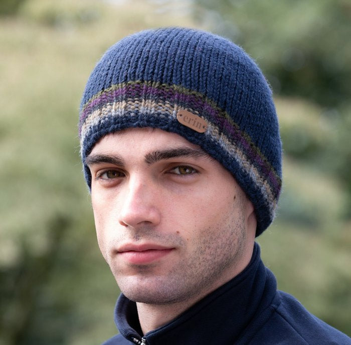 Herre Hue Rib Pullon Navy - Håndstrikket 100% Uld med Foer Erin Knitwear