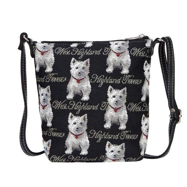 Skuldertaske i Gobelin med Westie White Hunde