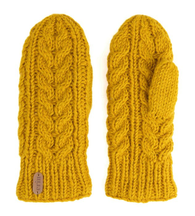 Vanter med flap 100% uld med foer Aran Cable