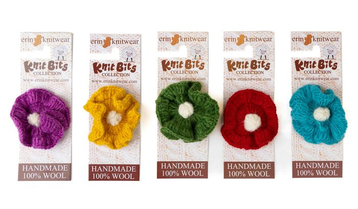 Blomst til Huer og Vanter 100% Uld - Håndlavet Erin Knitwear Erin Knitwear