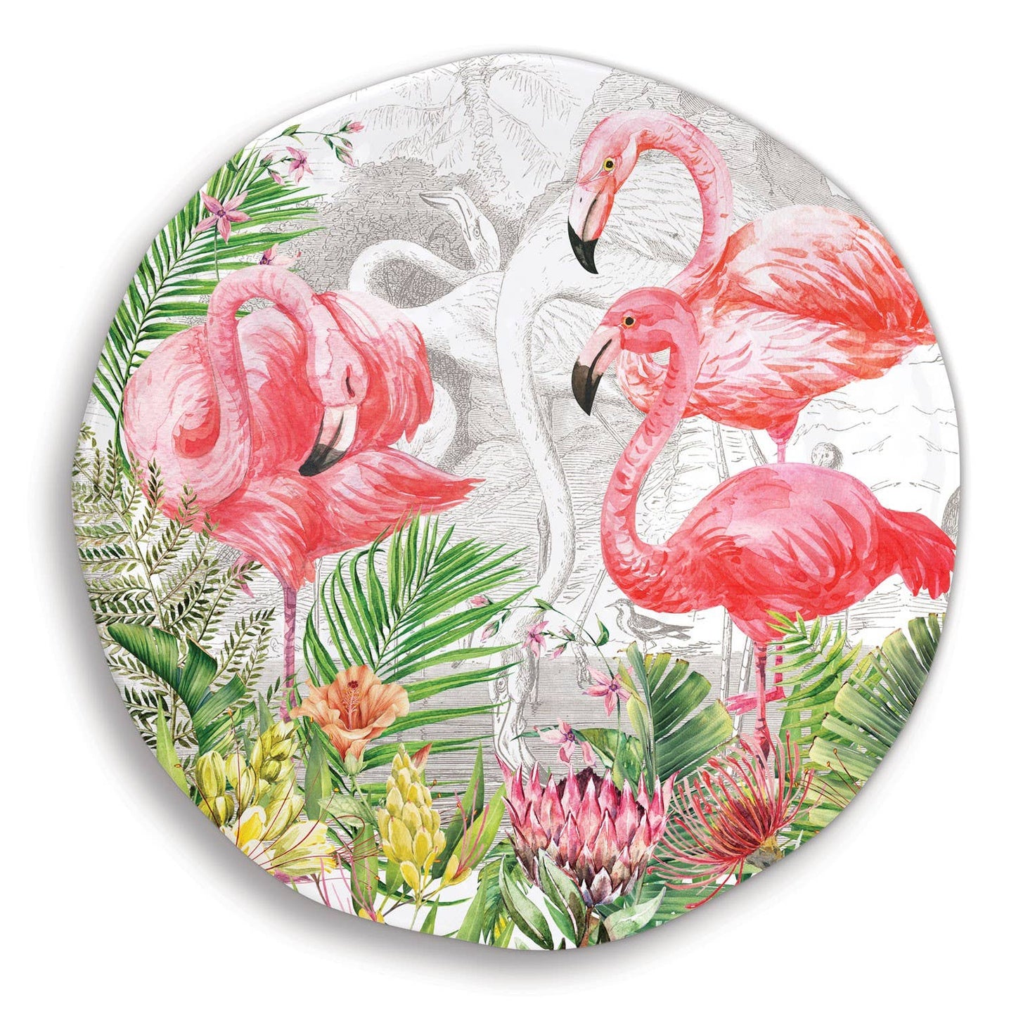 Stort Rundt Melamin Fad Flamingo - Michel Design Works - Ø 45,7 cm Michel design works