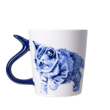 Krus Kat med kattehale-hank 300 ml – Heinen Delfts Blauw Krus Heinen Delfts Blauw