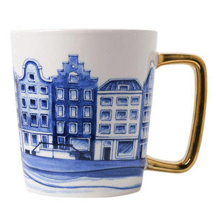 Krus Kanalhuse med Guldhank – Heinen Delfts Blauw Krus Heinen Delfts Blauw