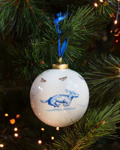 Julekugle Teckel Nhaan Boldspil – Heinen Delfts Blauw Julepynt Heinen Delfts Blauw