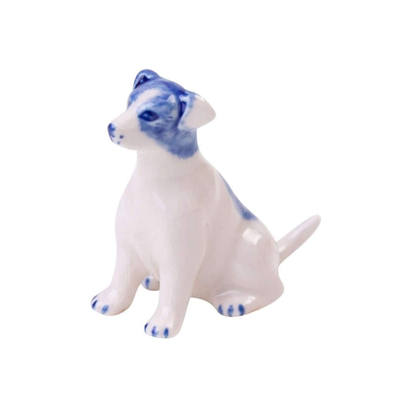 Miniature Jack Russell – Håndmalet Delfts Blauw – 5 cm | Heinen Delfts Blauw