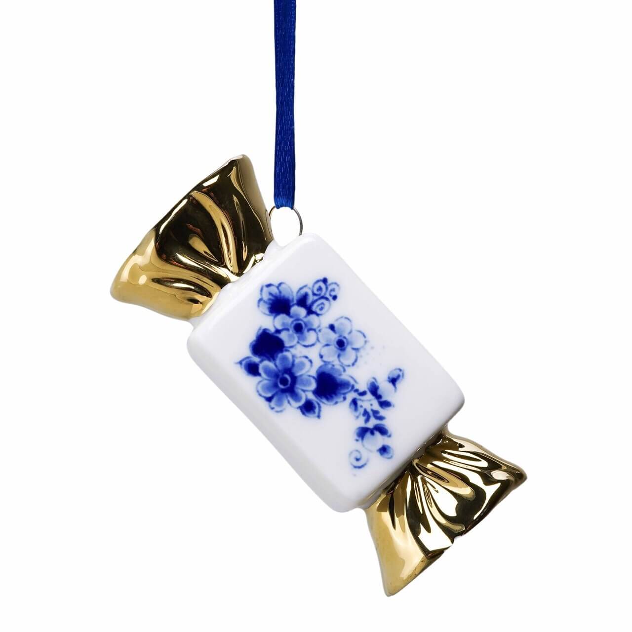 Keramisk juleornament – Slik med gulddetaljer | Heinen Delfts Blauw