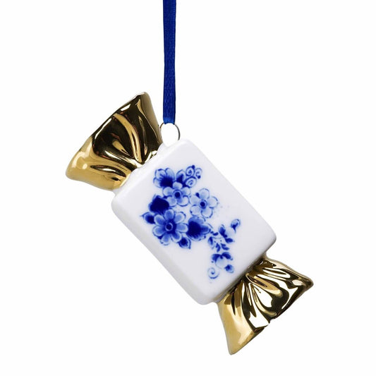 Keramisk juleornament – Slik med gulddetaljer | Heinen Delfts Blauw Ornament Heinen Delfts Blauw