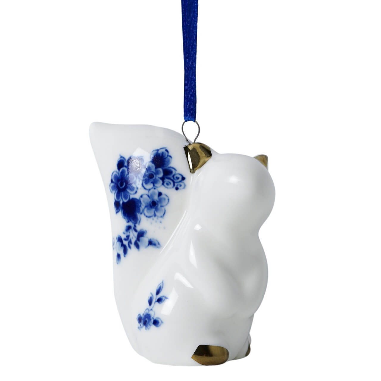 Julekugle egern i Delfts blå keramik – 6 × 4 × 7 cm | Heinen Delfts Blauw
