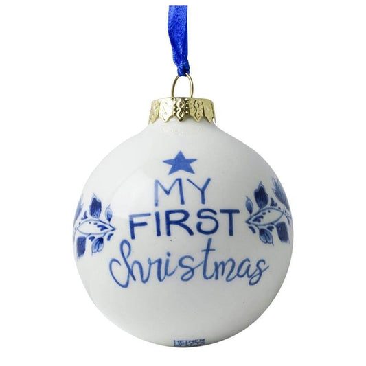 Juglekugle My First Christmas – Delfts Blå – Keramik – 7 cm | Heinen Delfts Blauw Julepynt Heinen Delfts Blauw