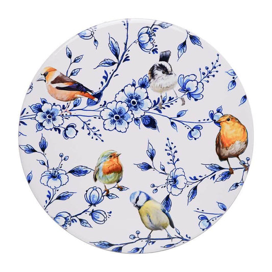 Bordskåner med skovfugle og blomster – Ø 18 cm | Heinen Delfts Blauw Souvenirs og dekorationer Heinen Delfts Blauw