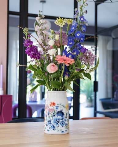 Mælkekande Vase med Vildblomster – Delfts Blå, 25,5 cm Vaser Heinen Delfts Blauw