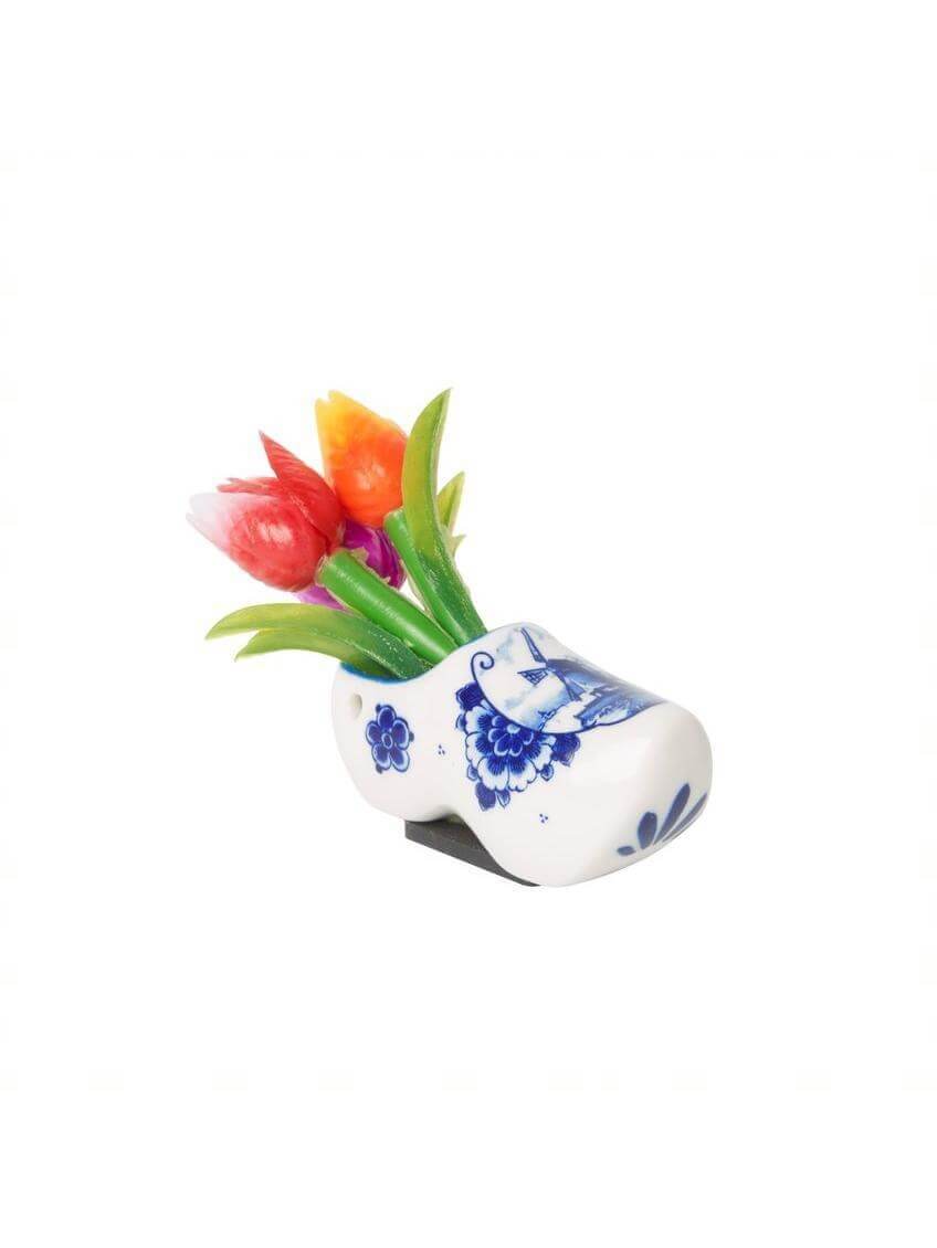 Magnet med træsko og tulipaner | Heinen Delfts Blauw