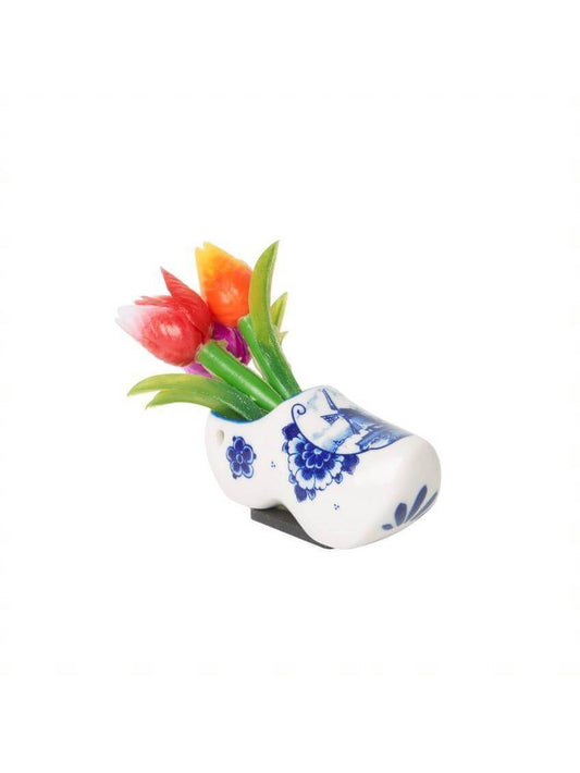 Magnet med træsko og tulipaner | Heinen Delfts Blauw Magneter Heinen Delfts Blauw