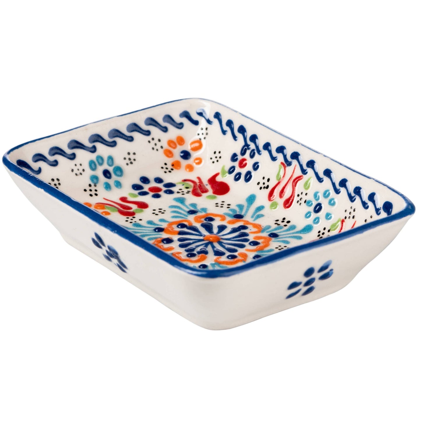 Håndlavet Keramisk Sæbeskåle med Dræn - Farverig Håndmalet Sæbeholder sæbeskål Ottoman DOGAN - farverig