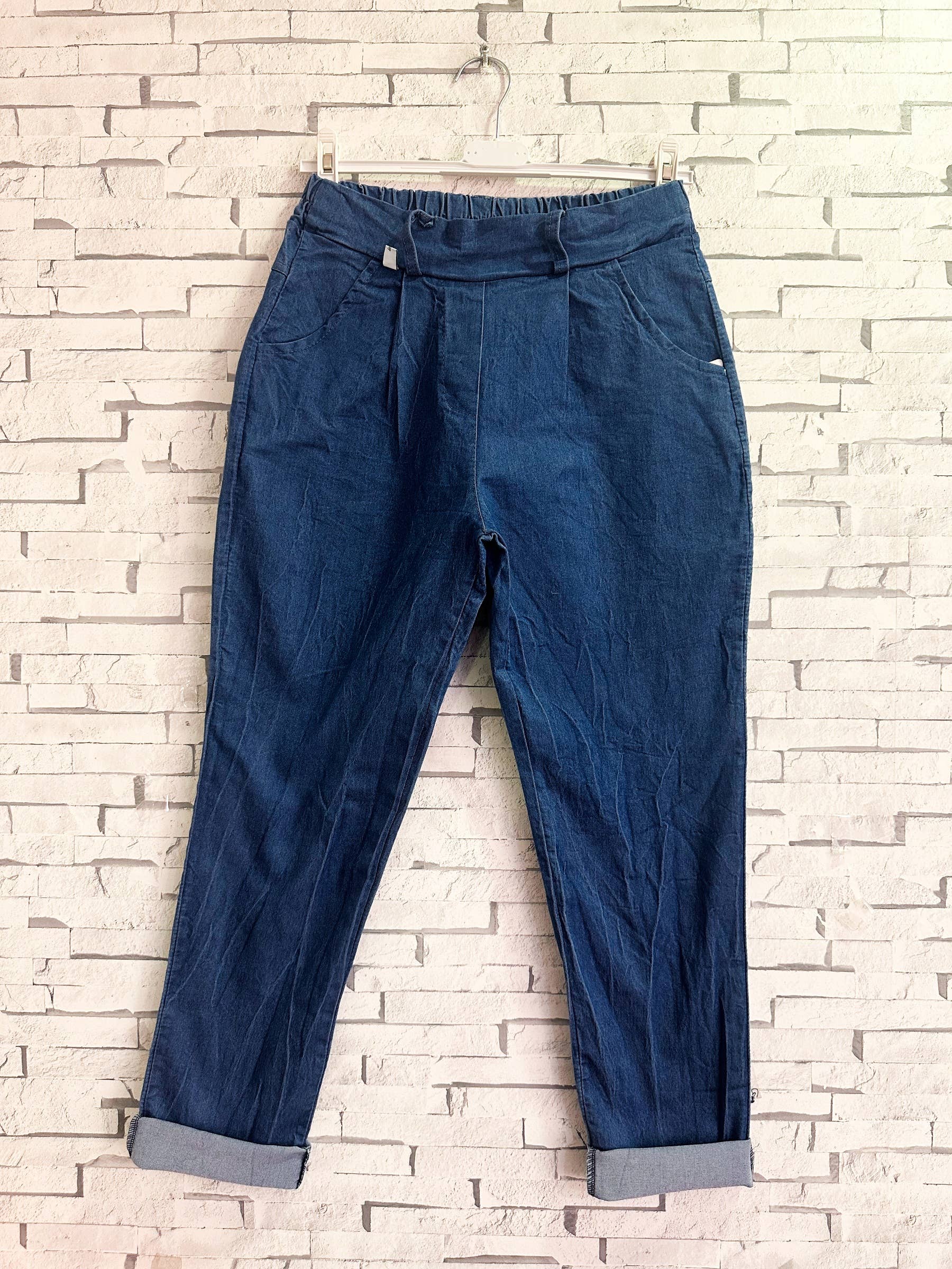 Jeans Joggers med Lomme - Elastisk Talje | ZAFA PARIS ZAFA PARIS Mørkeblå One-size
