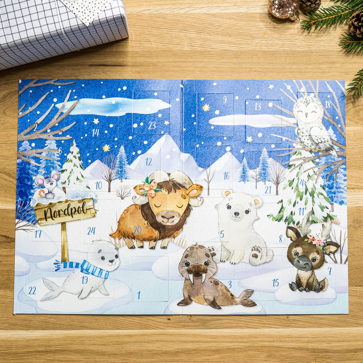 Julekalender med 24 midlertidige tatoveringer – Vinterdyr | Papierdrachen Papierdrachen