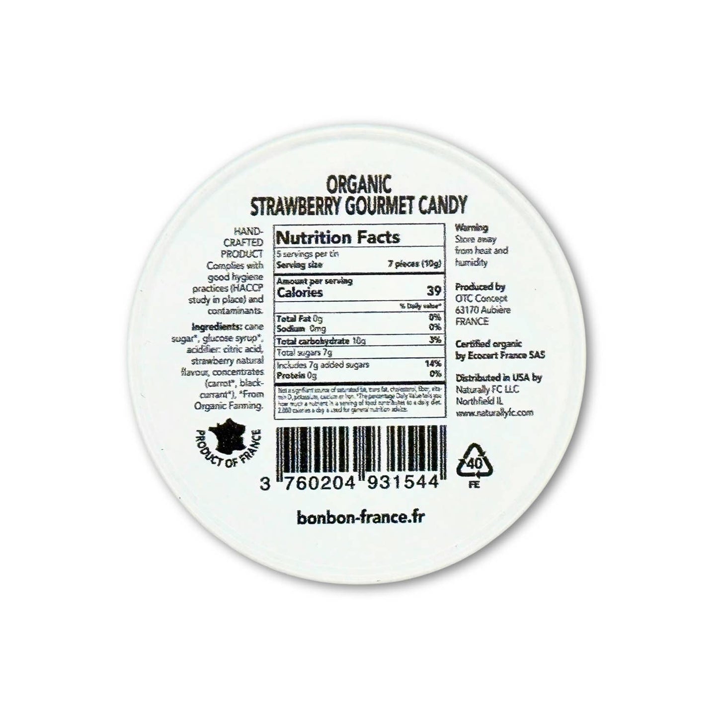 Saint-Ange Økologisk Jordbær Pastiller 50g - BIO-Certificerede Franske Slik Bonbon-France