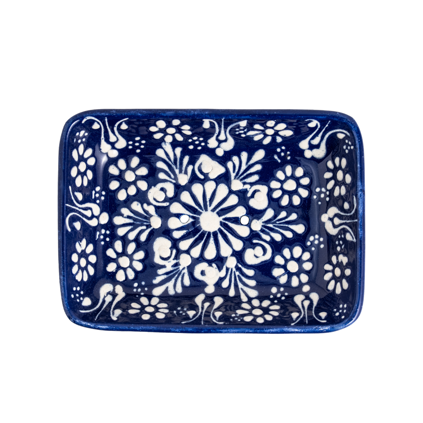 Håndlavet Keramisk Sæbeskåle med Dræn - Farverig Håndmalet Sæbeholder sæbeskål Ottoman Blå