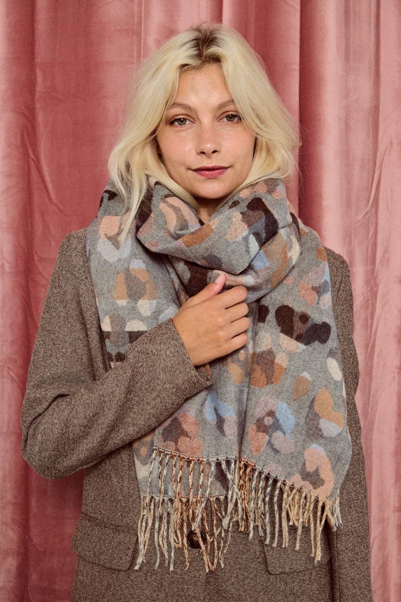Tørklæde med leopardmønster kamel BYREN | ÉLINE L'ATELIER