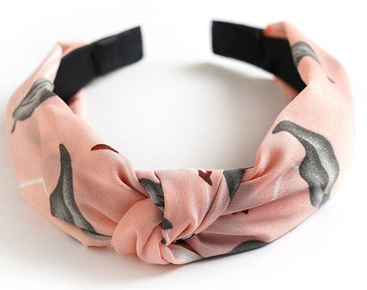 Hårbånd med elastik rosa/grå