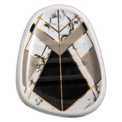 Sæbeskål Porcelæn Silk Geometrix - Sort/Grå/Guld 5five