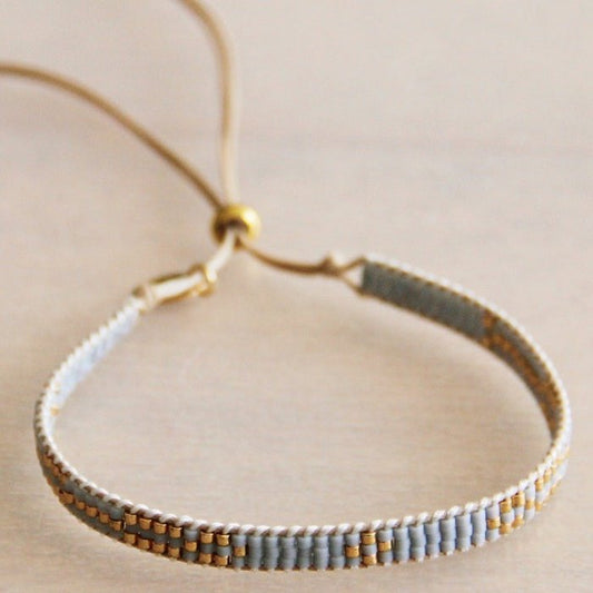 Vævet armbånd grå/guld Bazou