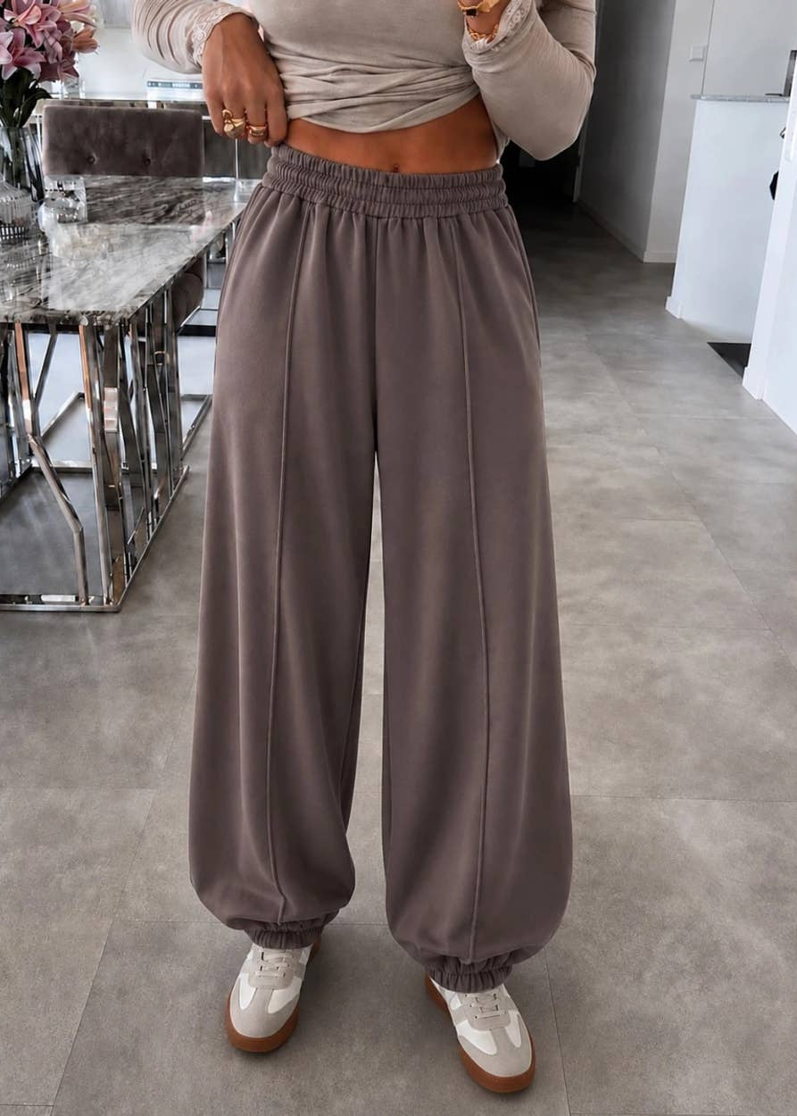 Vide Joggingbukser i Uldlook – One Size S-2XL Tøj ISSYMA Chokolade One-size 38-44