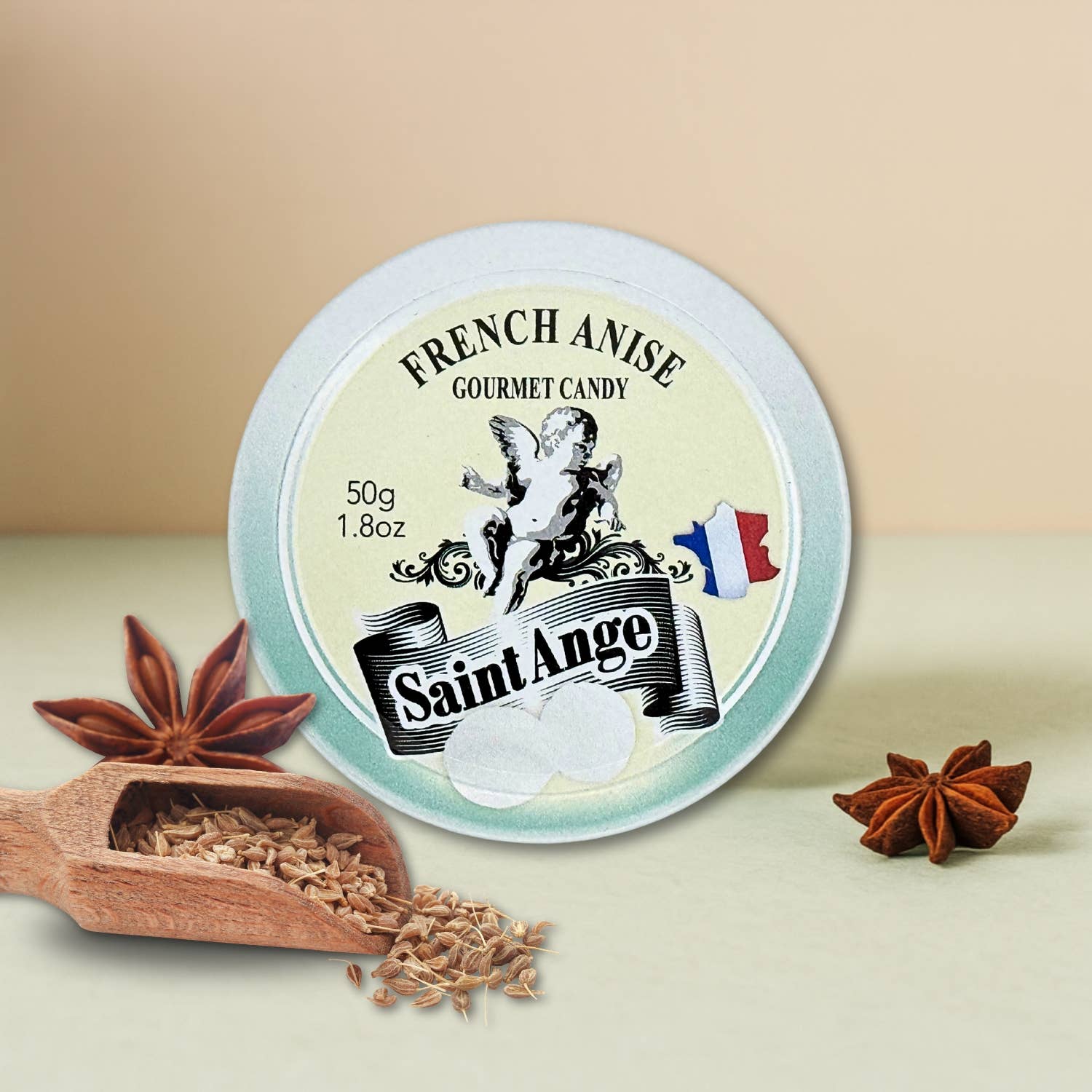 Saint-Ange Anis Pastiller 50g - Traditionelle Franske Slik Bonbon-France