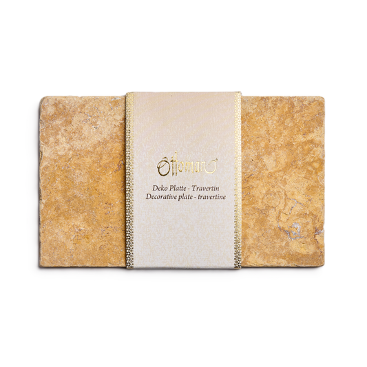 Plade i Travertin Natursten 25x15 cm farve Gold | Ottoman Ottoman