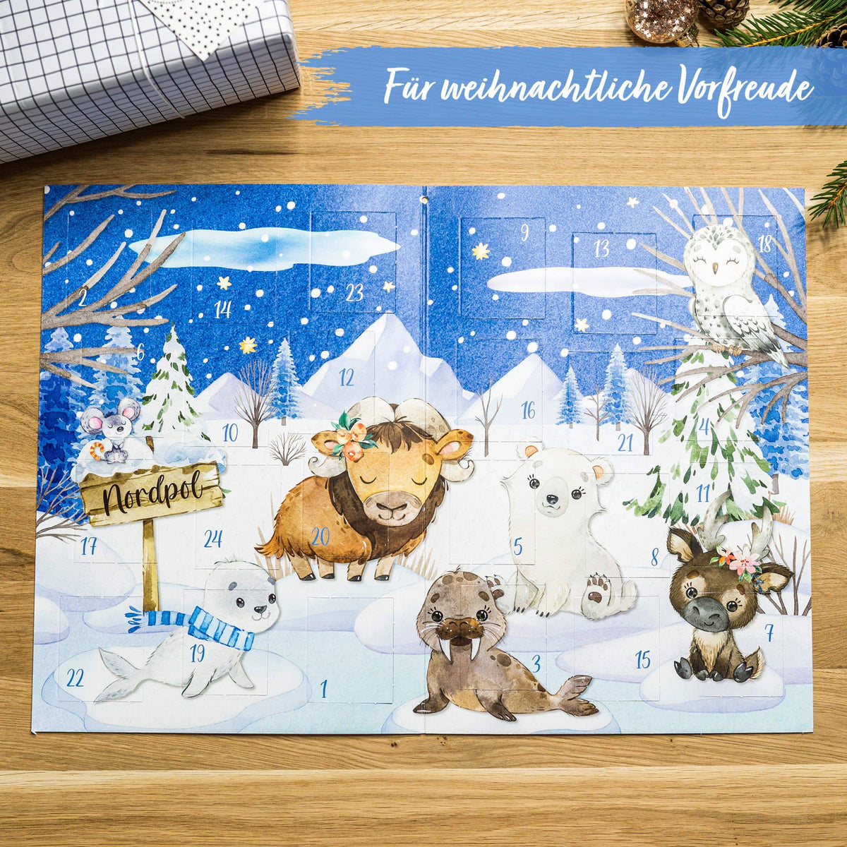 Julekalender med 24 midlertidige tatoveringer – Vinterdyr | Papierdrachen Papierdrachen