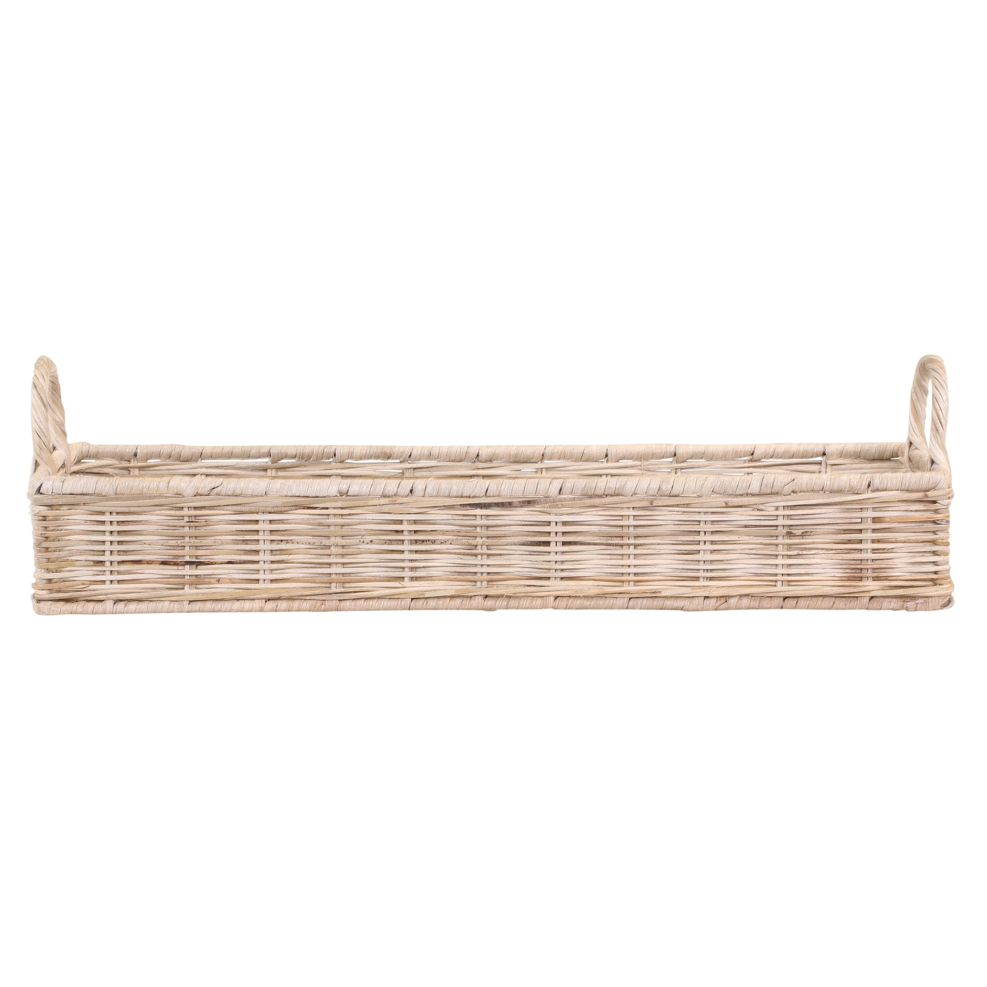 Bakke i Rattan Flet med Håndtag - Naturfarvet 46 cm Chic Antique