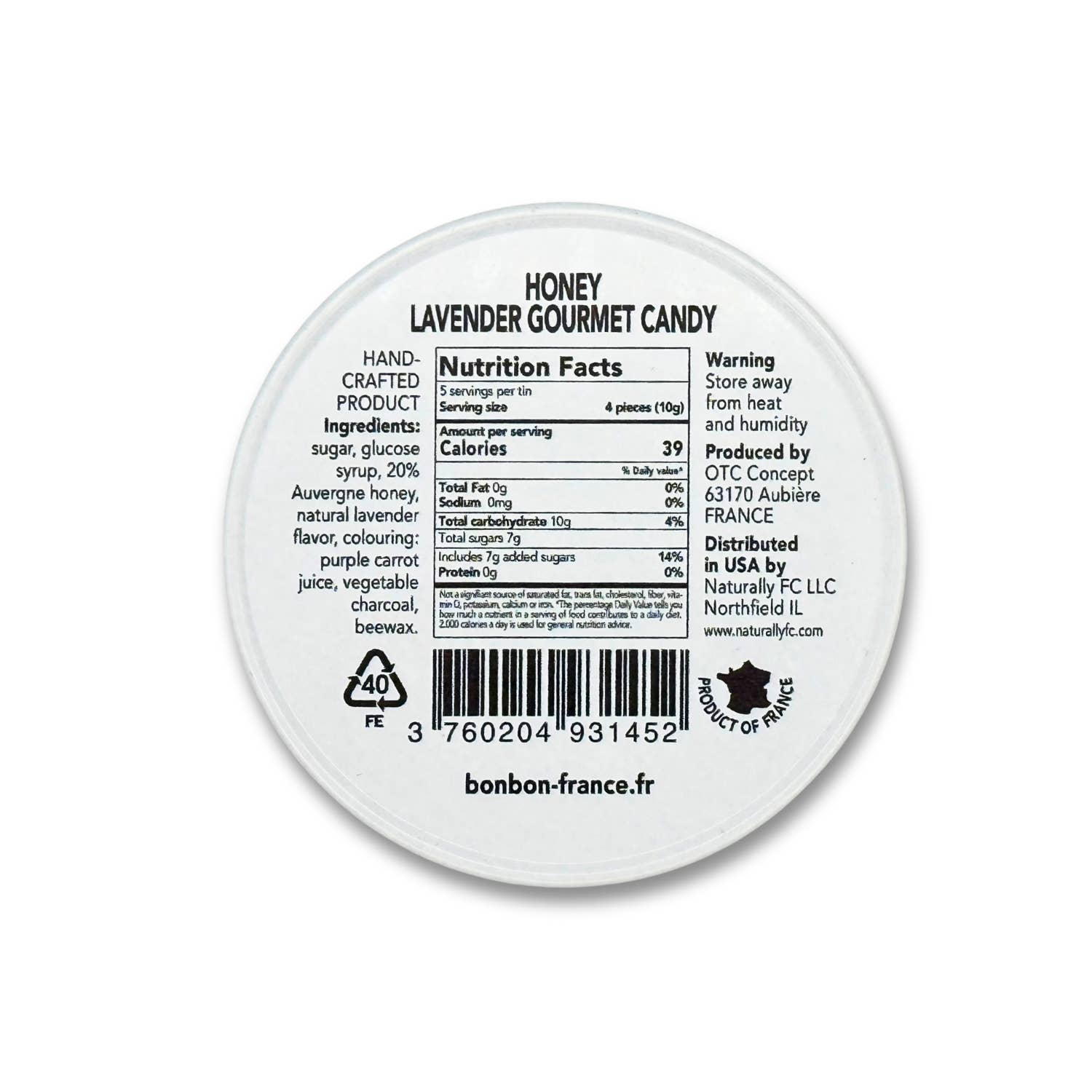 Saint-Ange Lavendel Honning Pastiller 50g - Traditionelle Franske Slik Bonbon-France