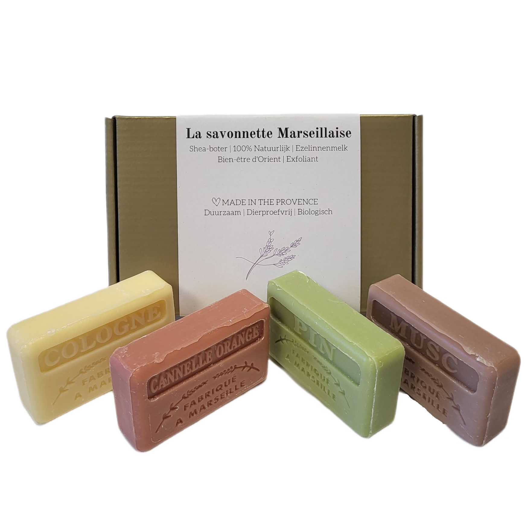 Julegave Sæbesæt - Kölnervand, Kanel-Appelsin, Fyr & Musk | Savons.nl Marseille sæbe Savons.nl - Savon de marseille distributeur