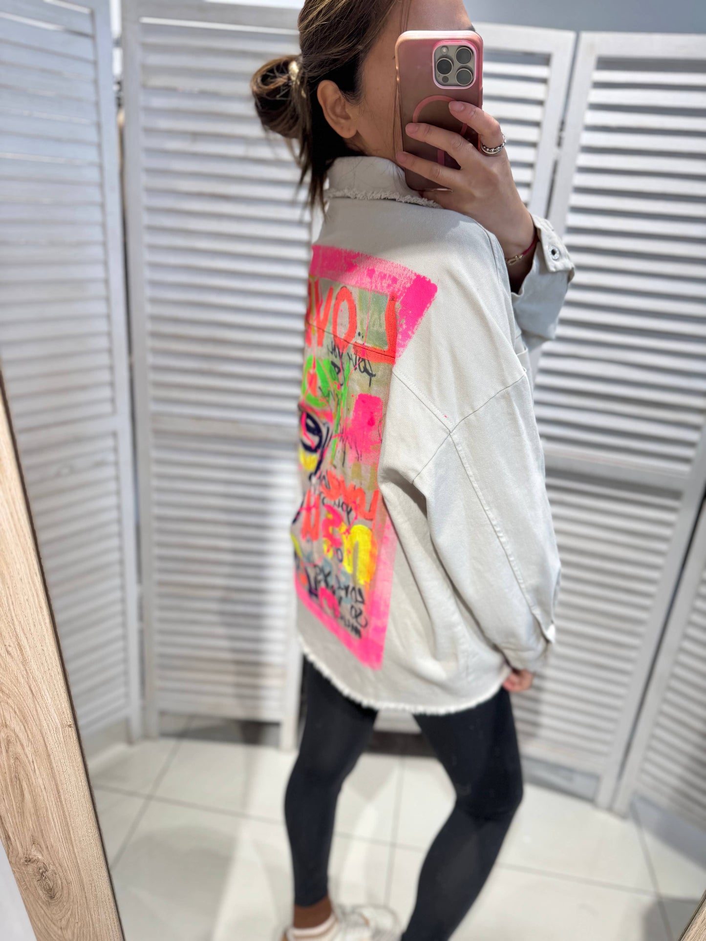 Oversize Jakke med Print Ecru - Blødt Denim | VICTORIA&ISAAC VICTORIA&ISAAC