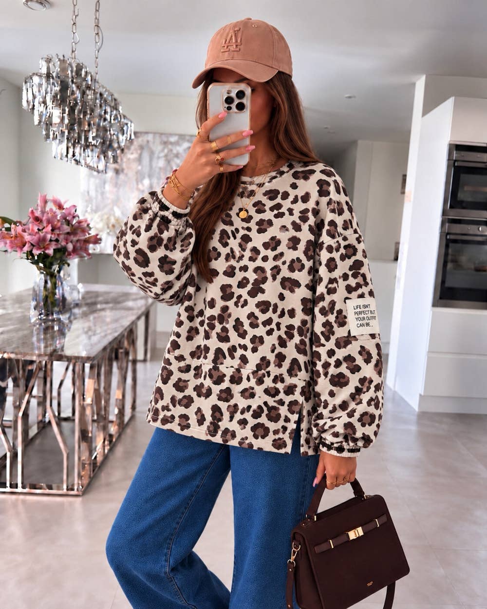 Oversized leopard sweat i blankt stof fås i flere farver Apparel & Accessories ISSYMA beige