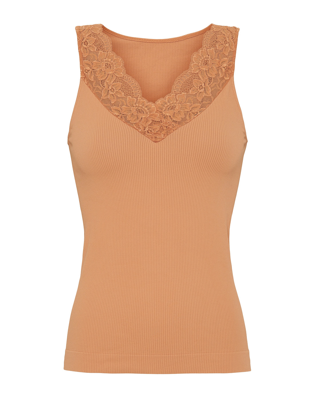 Tim & Simonsen Belen rib v-lace Top flere farver Tim & Simonsen Albicocca L/XL