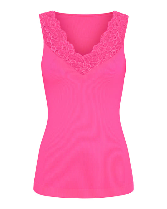 Tim & Simonsen Belen rib v-lace Top flere farver