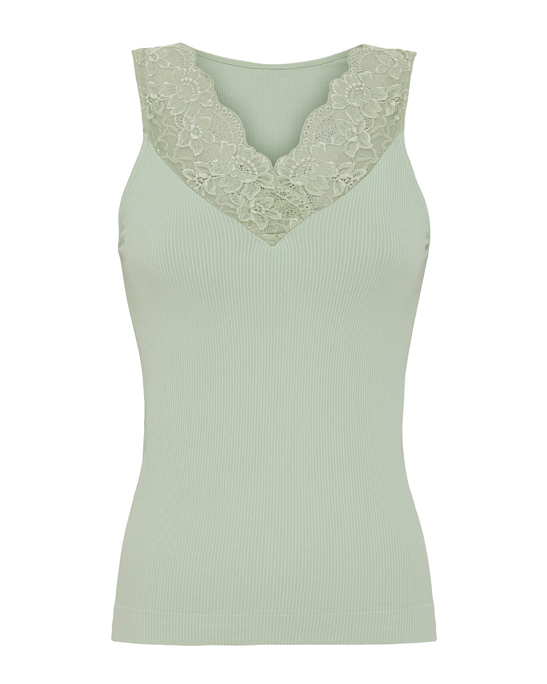 Tim & Simonsen Belen rib v-lace Top flere farver Tim & Simonsen Menta S/M
