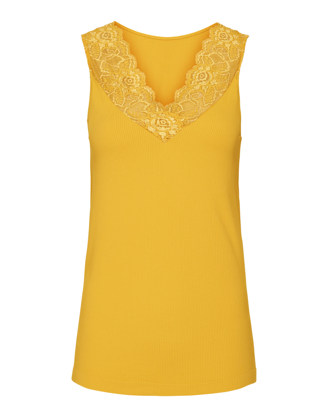 Tim & Simonsen Belen rib v-lace Top flere farver Tim & Simonsen Senape S/M