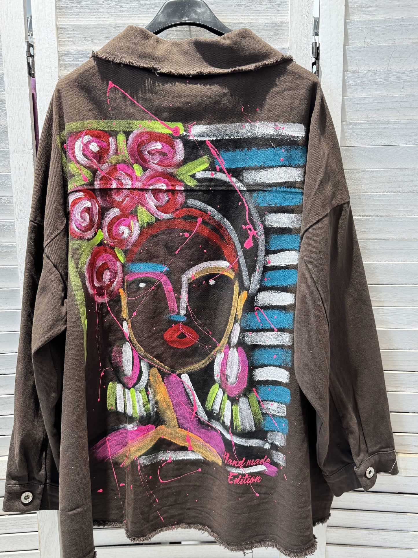 Oversize Jakke med Print Brun - Blødt Denim | VICTORIA&ISAAC VICTORIA&ISAAC