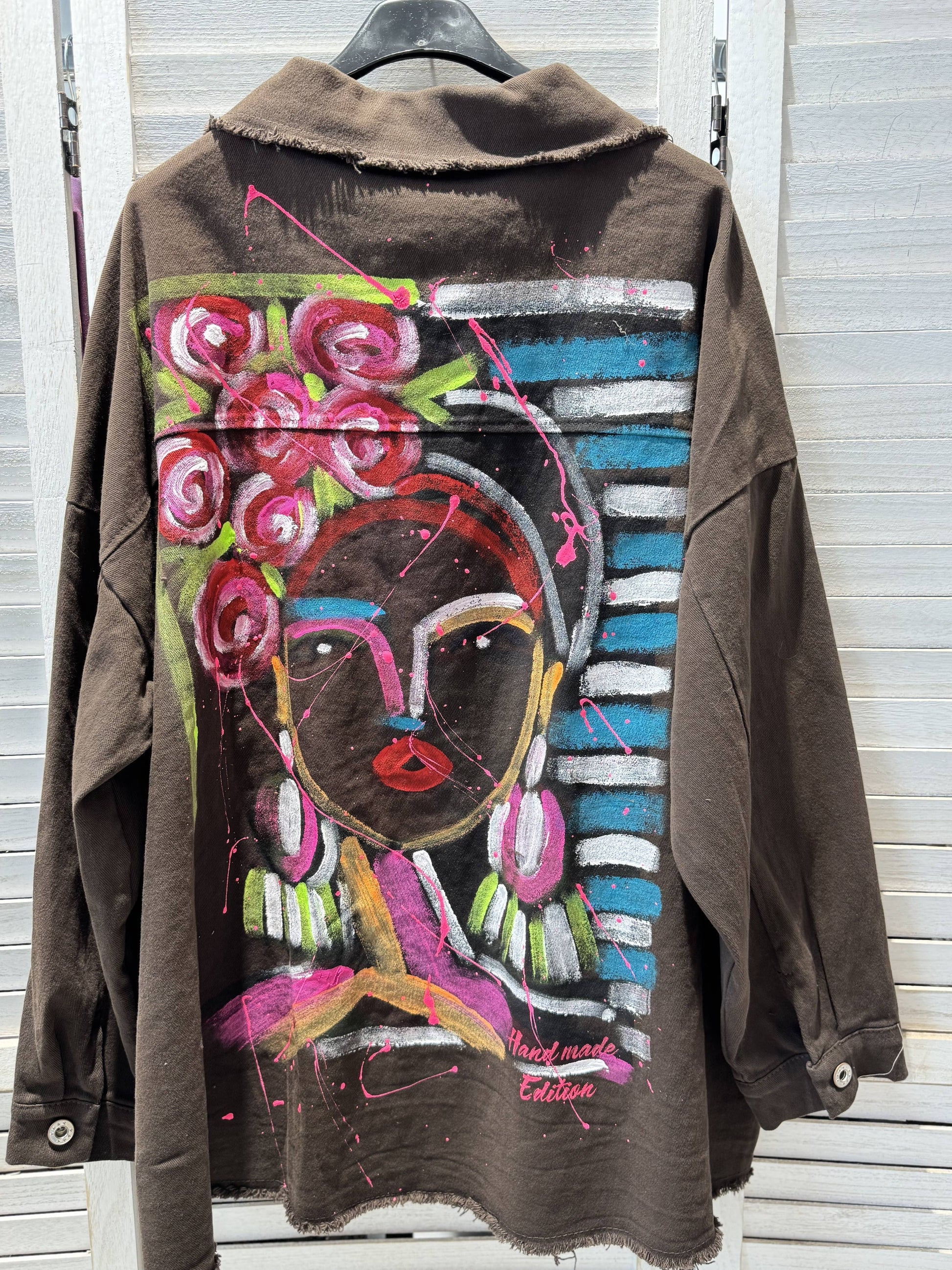 Oversize Jakke med Print Brun - Blødt Denim | VICTORIA&ISAAC VICTORIA&ISAAC