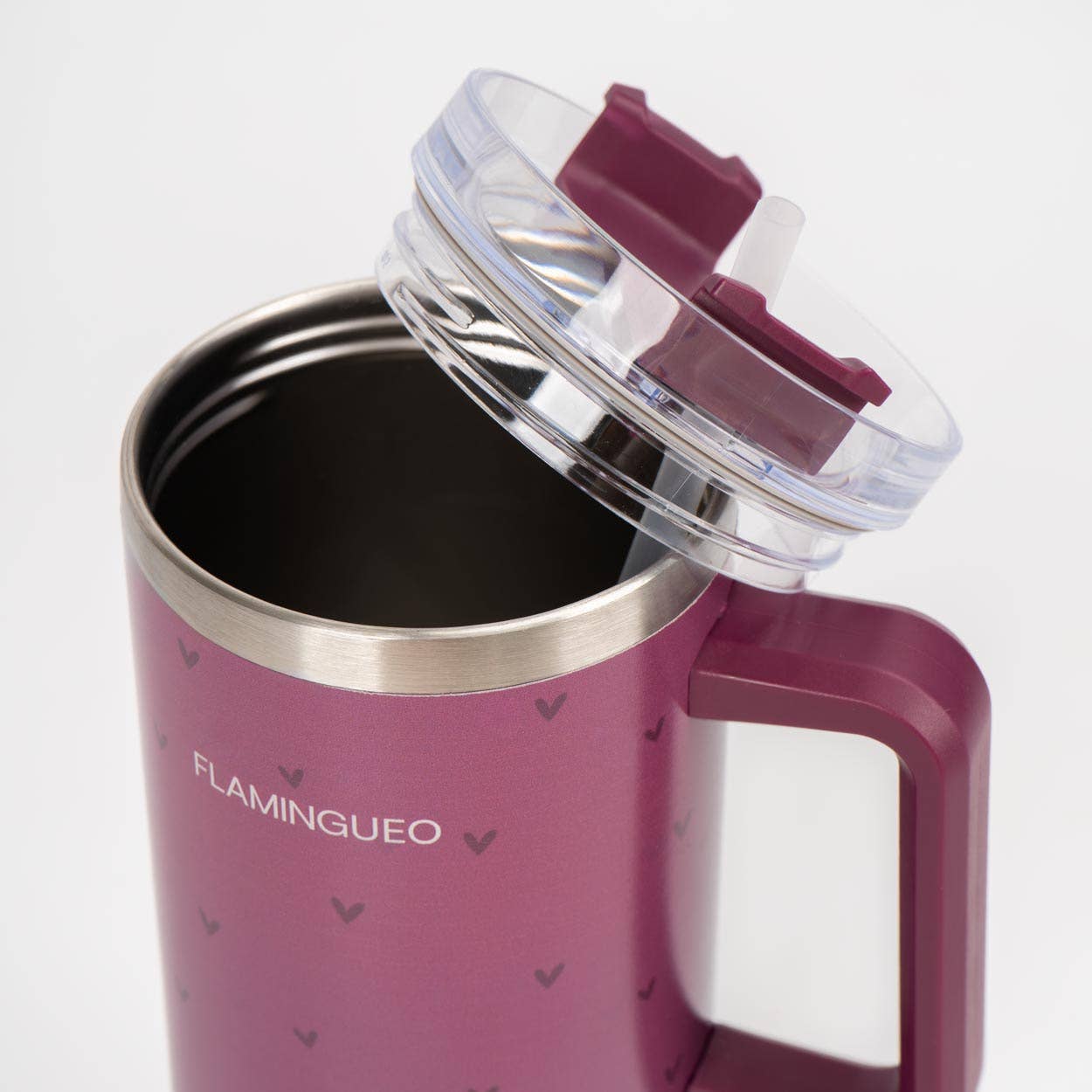 Bourgogne termoflaske i rustfrit stål med små hjerter Flamingueo