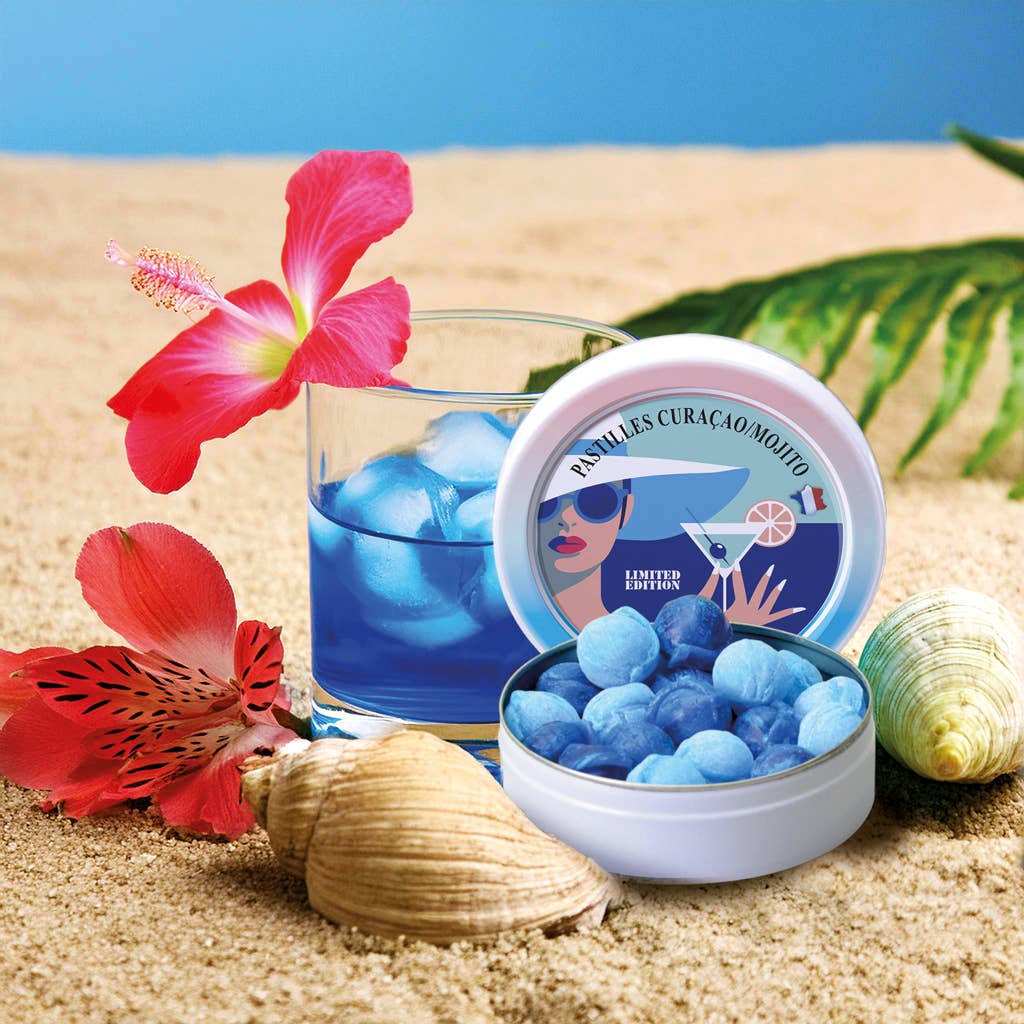 Mojito Curacao Twist Pastiller 45g - Forfriskende Slik i Æske Bonbon-France
