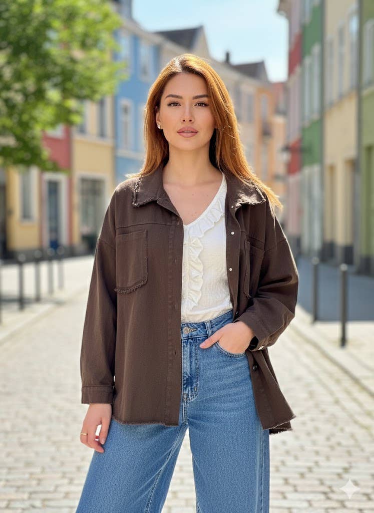 Victoria & Isaac Oversize Jakke med “Love You” Print – Brun VICTORIA&ISAAC