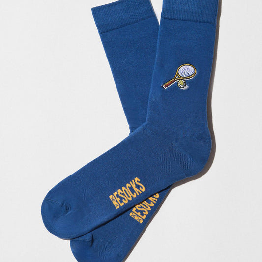 Sokker – BeTennis med broderi – Blå – 41/46 | BESOCKS Sokker BESOCKS