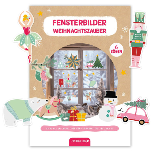 Vinduesklistermærker til jul – Holly Jolly Pink – 6 A4-ark | Papierdrachen Papierdrachen