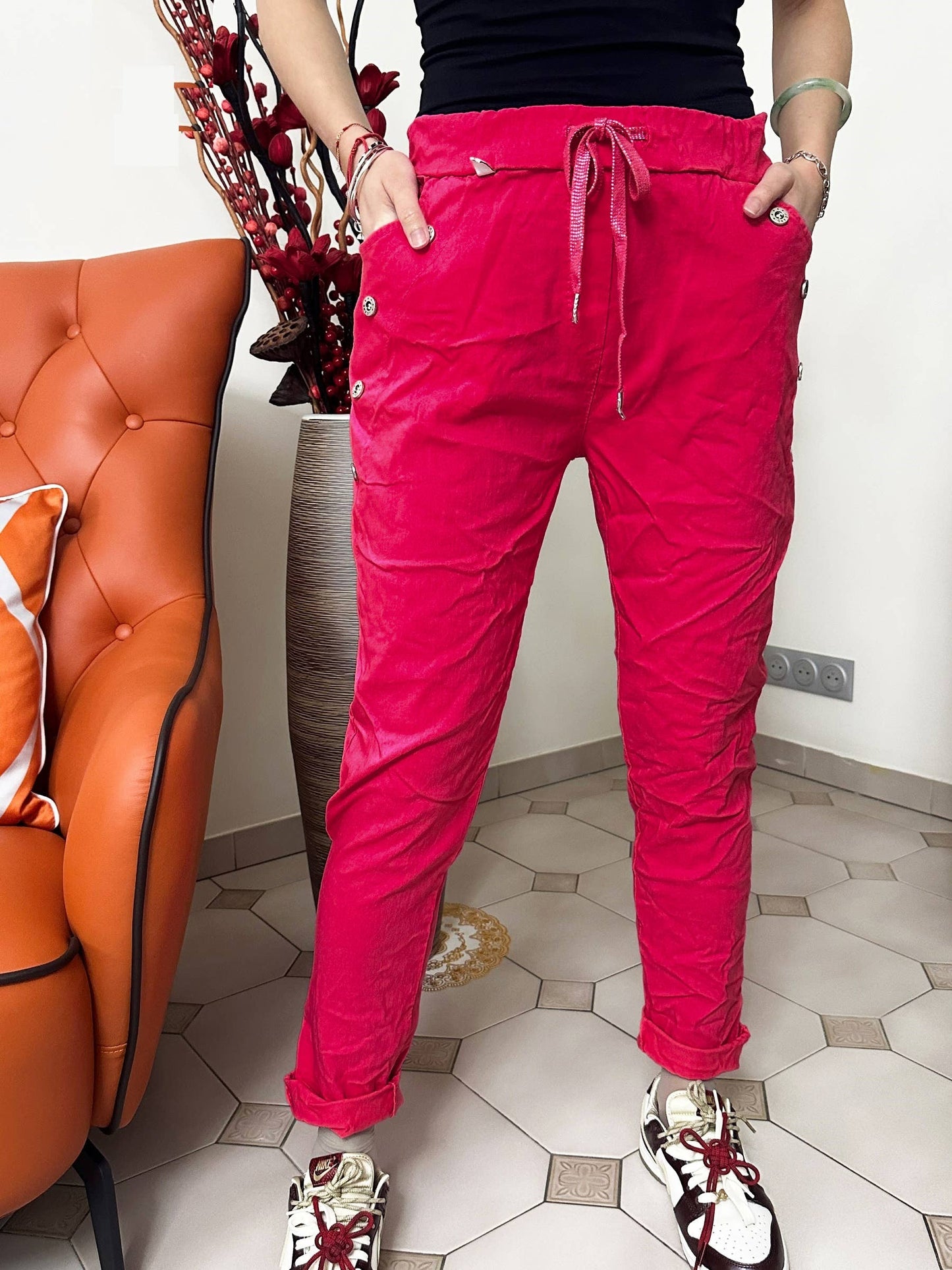 Miracle Bukser med Knapper - Krøllet Jogger | ZAFA PARIS ZAFA PARIS Koral